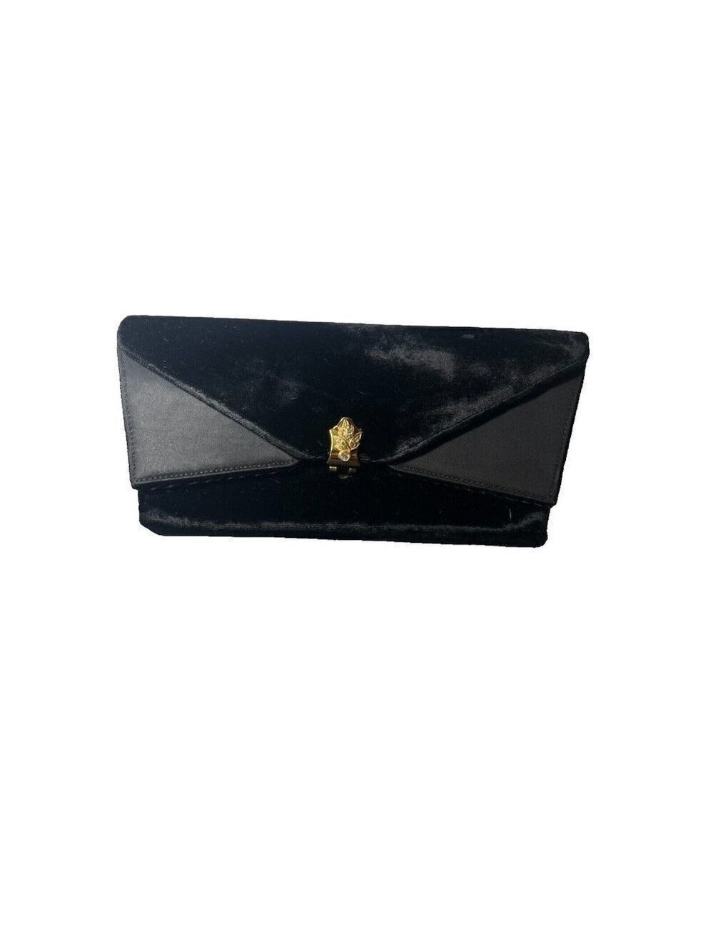 Vintage Britemode Black Velvet Clutch black with comb and mirror